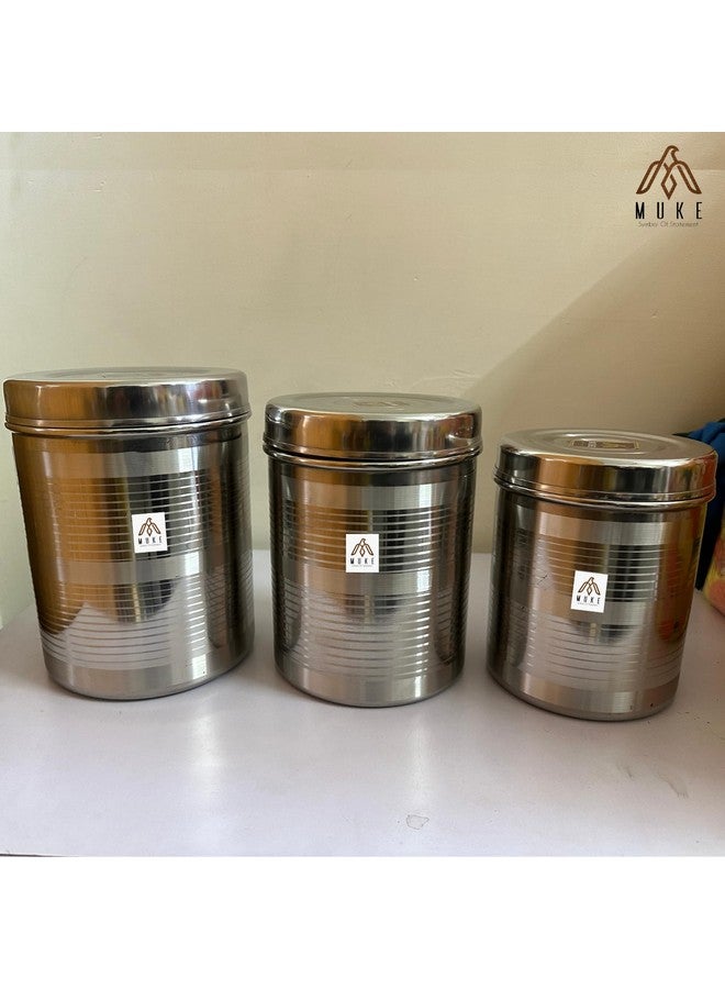 KITCHEN NEXT Stainless Steel dabba Container 8 kg to 10 kg Size 3 pcs Steel dibba jumbo Set kitcnen Utility Container (Pack of 3, Silver) - Image 4