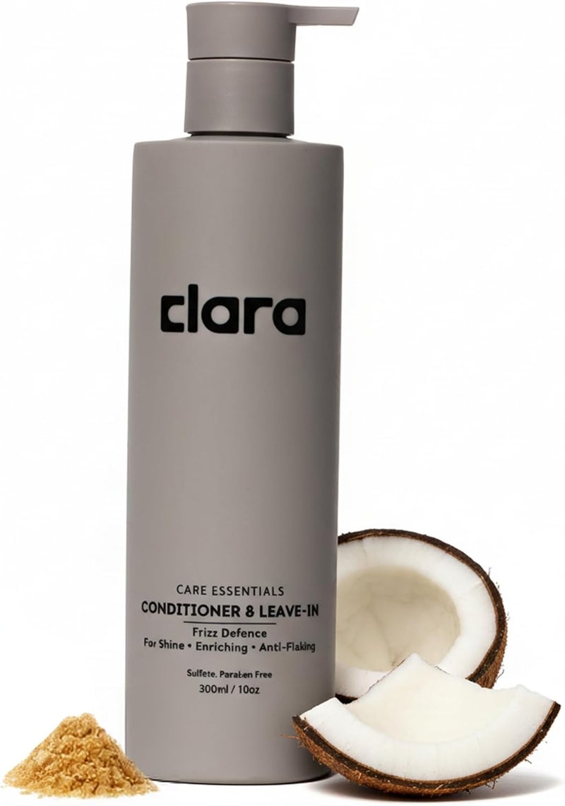 Clara MultiPurpose Conditioner LeaveIn RinseOut & Styling Cream Frizz Control Lightweight Hydration Nourishing Formula with Lecithin Vitamin E & Coconut Oil for All Hair Types 300ml - Image 1