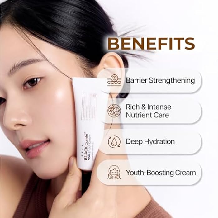 IZEZE BLACK Cumin NSA Enrich Cream 1.69 fl.oz, 50 ml | Antiwrinkle Moisturizer, Barrier Repair and Nourishing, Korean Skincare for Dry Skin, Skin Cream for Aging Skin - Image 4