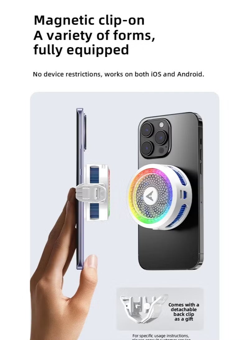 PIVA B3 25W Mobile Phone Cooling Fan with Colorful LED Lights, Semiconductor Mobile Phone Cooler with Rotating Magnetic Clip for PUBG Games - Image 2
