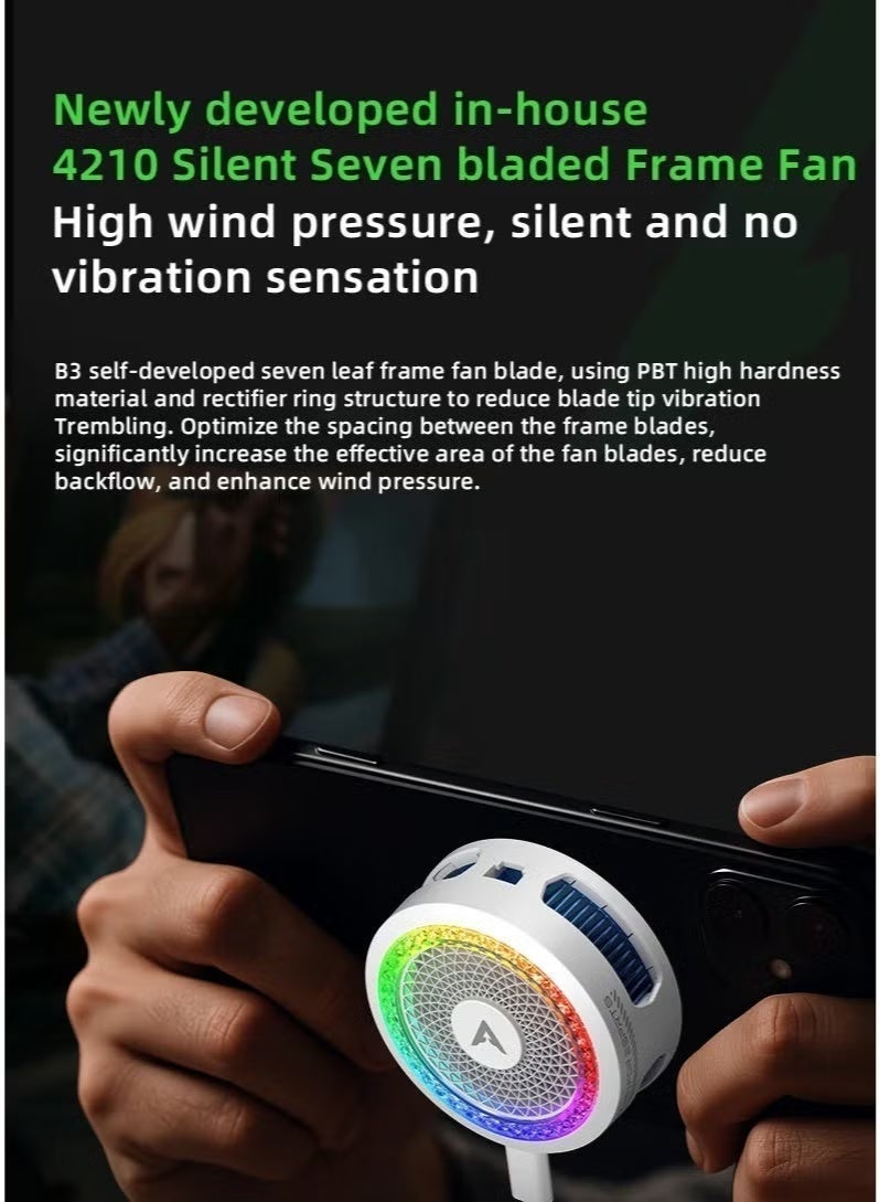 PIVA B3 25W Mobile Phone Cooling Fan with Colorful LED Lights, Semiconductor Mobile Phone Cooler with Rotating Magnetic Clip for PUBG Games - Image 4