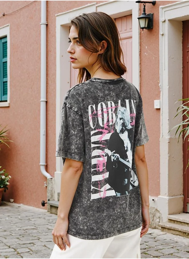اس بي كاركترز Kurt Cobain Print T-shirt