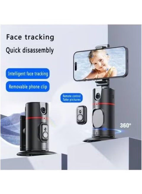 P02 Auto Face Tracking Phone Holder with 360° Rotation – AI-Powered Smart Selfie Stick & Tripod Mount for Hands-Free Shooting – Intelligent Object Tracking Stand for Vlogging, YouTube, TikTok, Live Streaming, Video Calls & Selfies – iOS & Android Compatible