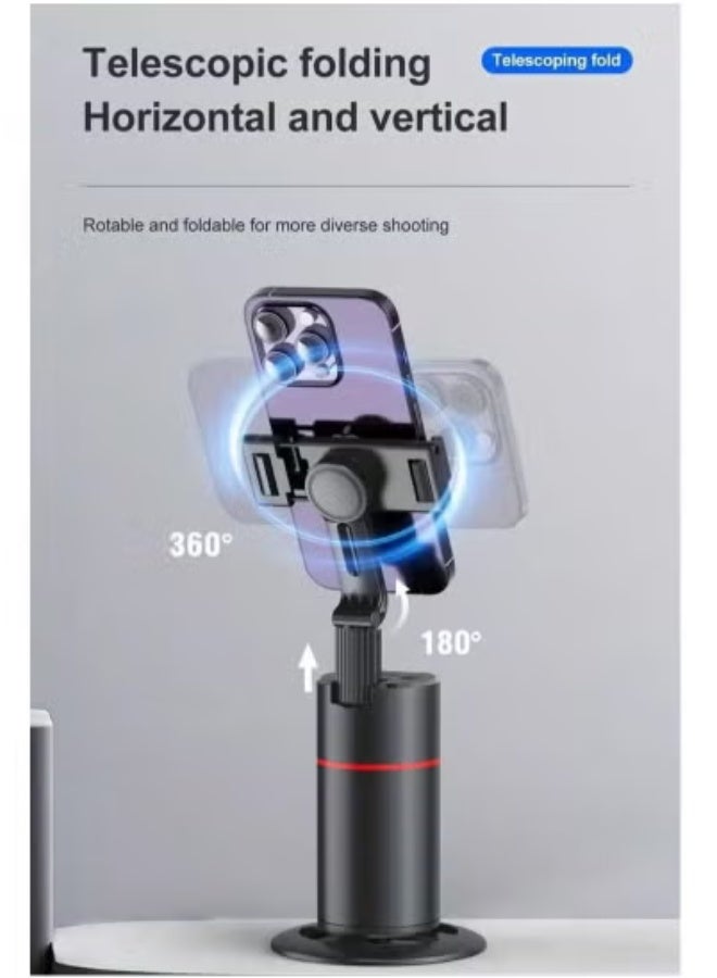 P02 Auto Face Tracking Phone Holder with 360° Rotation – AI-Powered Smart Selfie Stick & Tripod Mount for Hands-Free Shooting – Intelligent Object Tracking Stand for Vlogging, YouTube, TikTok, Live Streaming, Video Calls & Selfies – iOS & Android Compatible