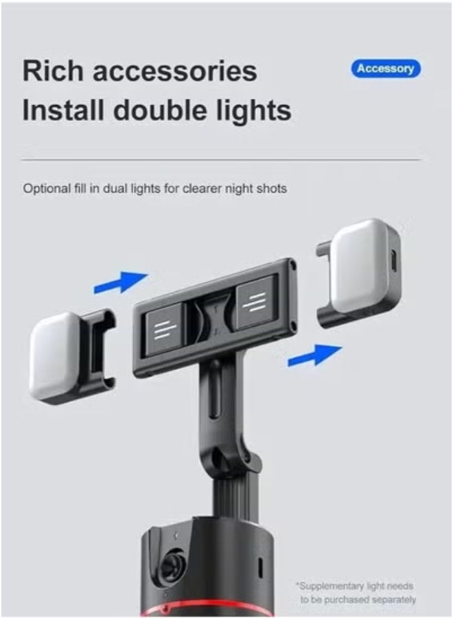 P02 Auto Face Tracking Phone Holder with 360° Rotation – AI-Powered Smart Selfie Stick & Tripod Mount for Hands-Free Shooting – Intelligent Object Tracking Stand for Vlogging, YouTube, TikTok, Live Streaming, Video Calls & Selfies – iOS & Android Compatible