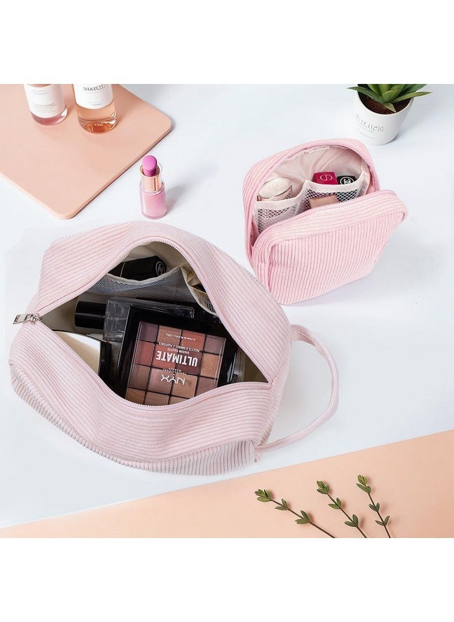 LETGO Makeup Bag For Women - Monogram Personalized Initial Makeup Bags Organizer Make Up Case For Women Her Best Friend Friendship Sister Teacher, Unique Birthday Gifts For Women(Letter J, 2Pack Pink)  - Image 3
