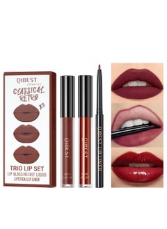 Lipstick Set Matte Velvet Liquid Lipstick Moisturizing Lip Gloss Creamy Lip Liner Smudgeproof Deep Red - color 10