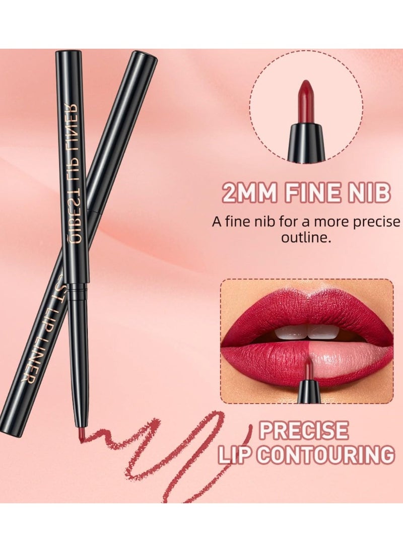 QiBest - Lipstick Set Matte Velvet Liquid Lipstick Moisturizing Lip Gloss Creamy Lip Liner Smudgeproof Deep Red - color 10 - Image 1