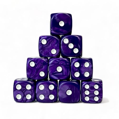 Luck Lab 10 Piece D6 Dice Pack Acrylic Dice for RPG MTG DND Dice Table Games and Board Games Purple Pearl - Image 1