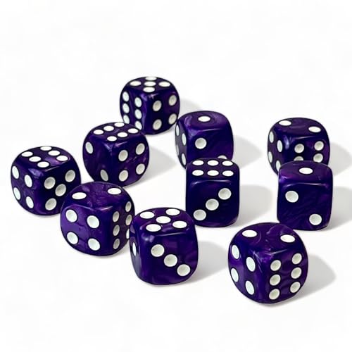 Luck Lab 10 Piece D6 Dice Pack Acrylic Dice for RPG MTG DND Dice Table Games and Board Games Purple Pearl - Image 5