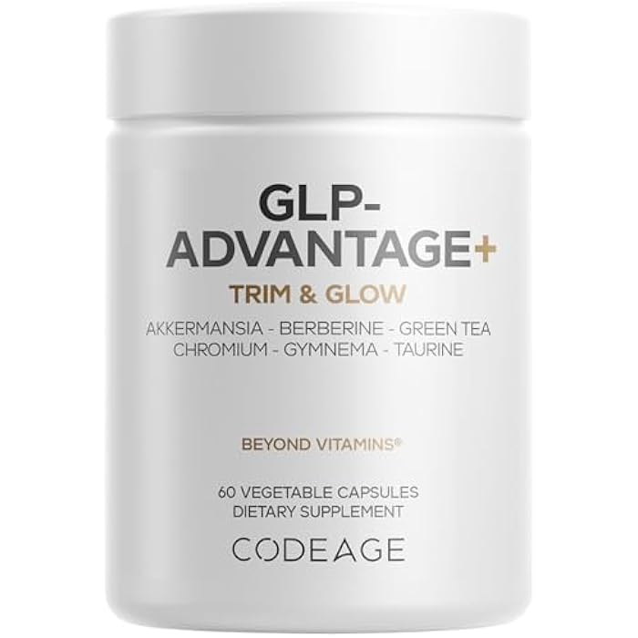 Codeage مكمل كوداج GLP-Advantage+ - دعم النشاط الأيضي و GLP-1 - الكروم، البربرين، الشاي الأخضر، الجمنيم، الكركم، التورين، الريسفيراترول - إدارة الوزن وصحة الأمعاء، غير معدلة وراثيًا - 60 كبسولة - Image 1