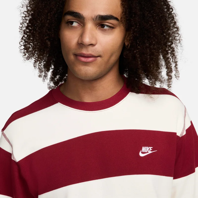Nike Maroon Men's Club Fleece Striped Heavyweight Crew for Men | Best Price UAE