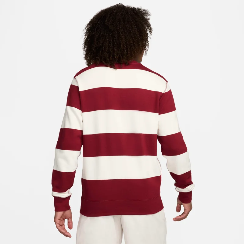 Nike Maroon Men's Club Fleece Striped Heavyweight Crew for Men | Best Price UAE