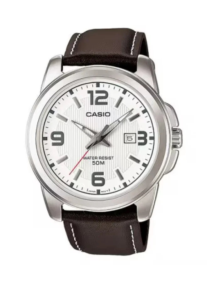 CASIO Men's Analog Display Watch With Brown Leather Strap - MTP-1314L-7AVDF