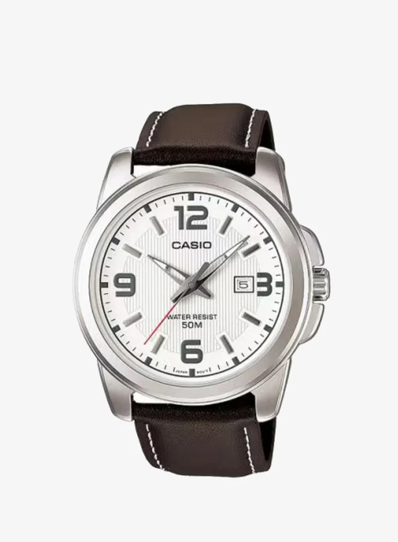 CASIO Men's Leather Analog Watch MTP-1314L-7AVDF - 44.5 mm