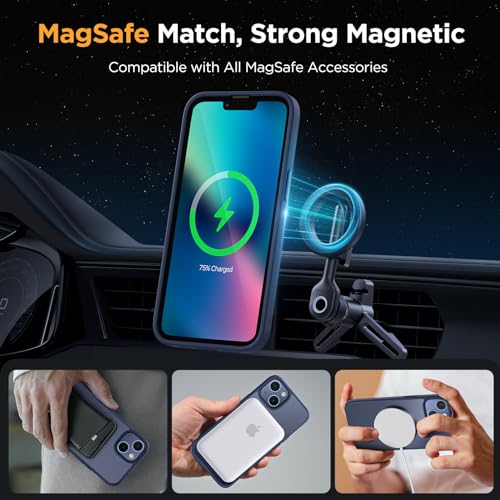 Miracase Magnetic for iPhone 13 Case 6.1 inch (Compatible with MagSafe)（with 2X Screen Protectors） Military-Grade Protection, Anti-Fingerprint Translucent Matte Phone Case Cover, Dark Blue - Image 3