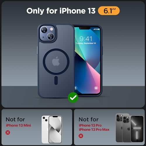 Miracase Magnetic for iPhone 13 Case 6.1 inch (Compatible with MagSafe)（with 2X Screen Protectors） Military-Grade Protection, Anti-Fingerprint Translucent Matte Phone Case Cover, Dark Blue - Image 2