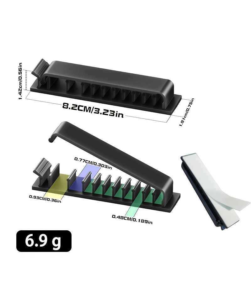 2pcs 10 Hole Self Adhesive Desk Wire Organizer for Home Office Car - Image 3