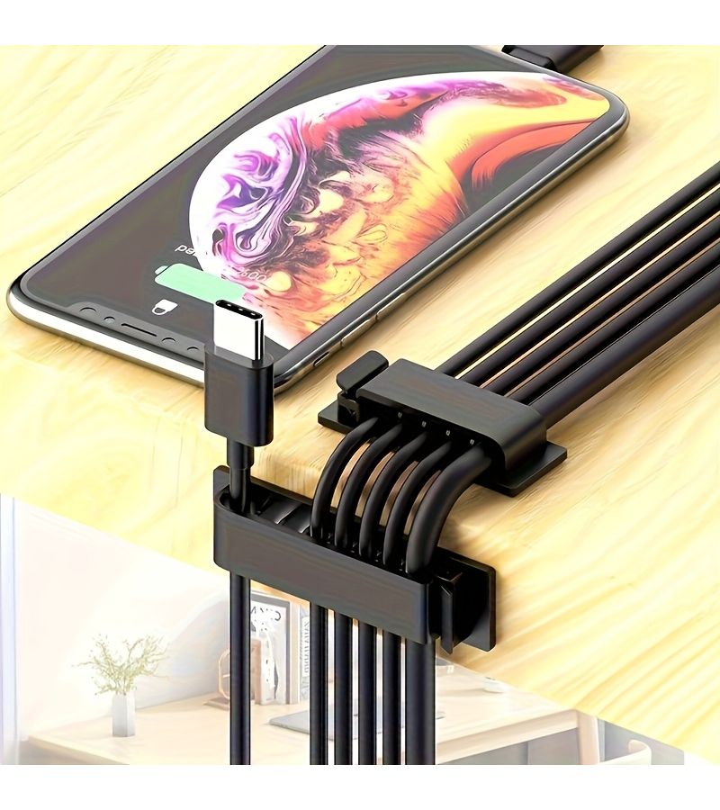 2pcs 10 Hole Self Adhesive Desk Wire Organizer for Home Office Car - Image 2