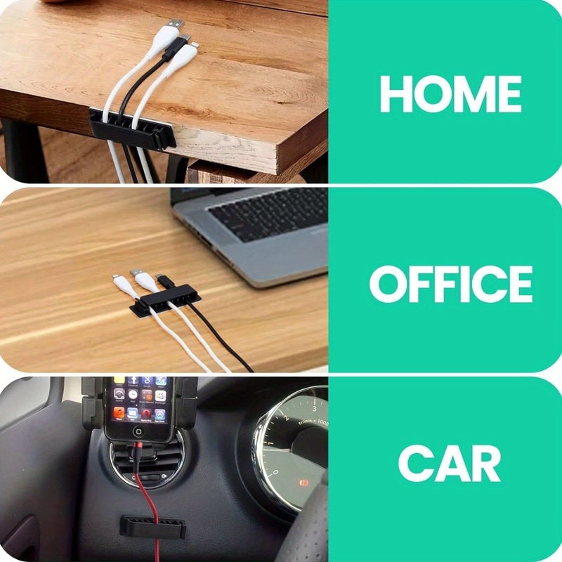 2pcs 10 Hole Self Adhesive Desk Wire Organizer for Home Office Car - Image 5