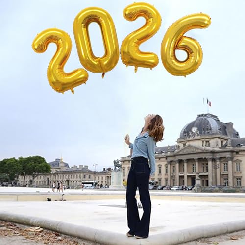 GOER 42 Inch 2026 Gold Foil Number Balloons for 2026 New Year Eve Festival Party Supplies Graduation Decorations - Image 2