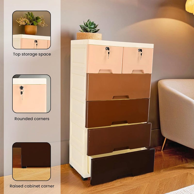 Kuber Industries Kuber Industries 4 Layer 2 Locker Chest of Drawers with Wheels Closet Storage Drawer Cabinet for Neat Tidy Bedroom Bathroom and Kitchen Chester Drawers for Storage Organizer Multicolor  - Image 2