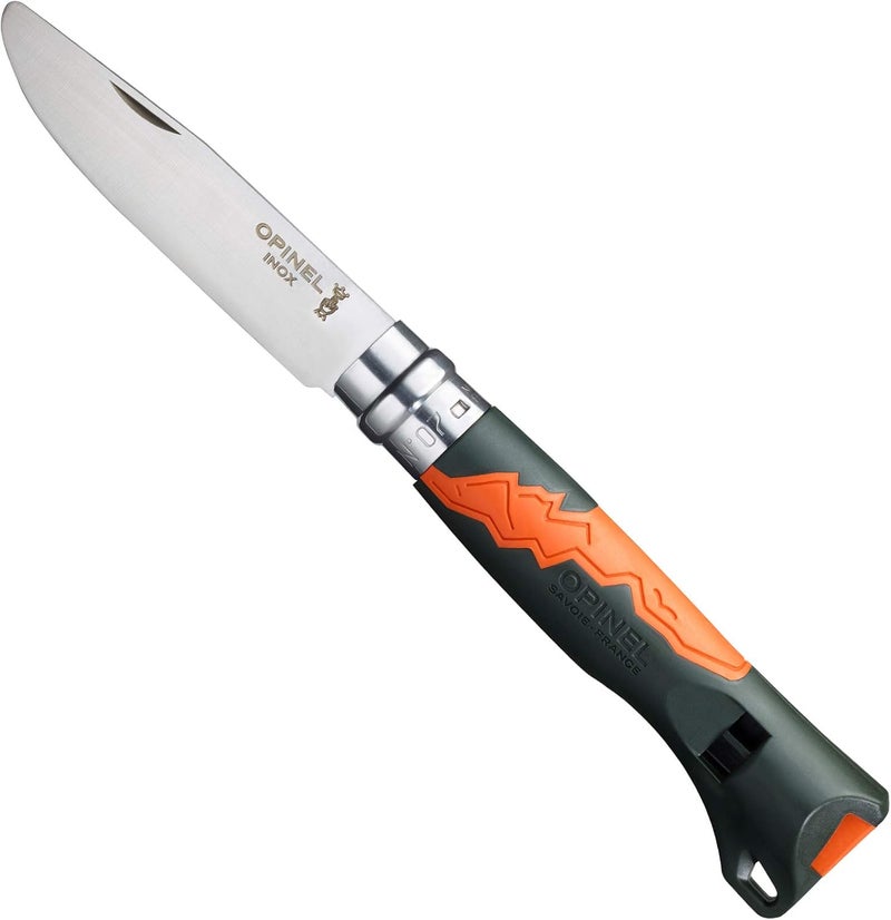 Opinel Outdoor Junior No. 07 Stainless Steel Folding Knife with Safety Rounded Tip, Integrated Whistle, Made in France - Image 1