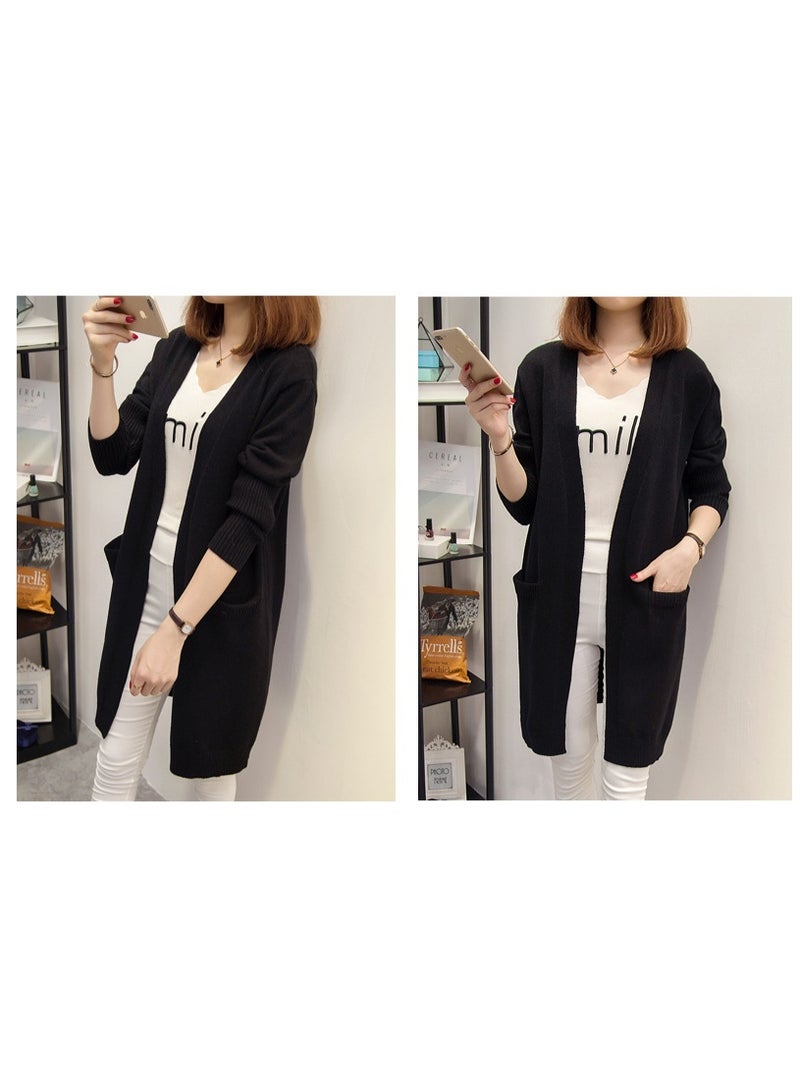 NIBEMINENT Autumn Winter Knitted Sweater Women Long Cardigan Korean Fashion Female Cardigans Long Sleeve Women Coat Jacket Ladies Outerwear - Image 2