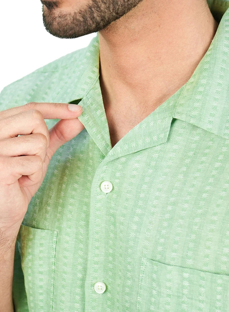 GIORDANO  Men’s Relaxed Linen Cotton Short Sleeve Button Shirt for Men | Best Price UAE