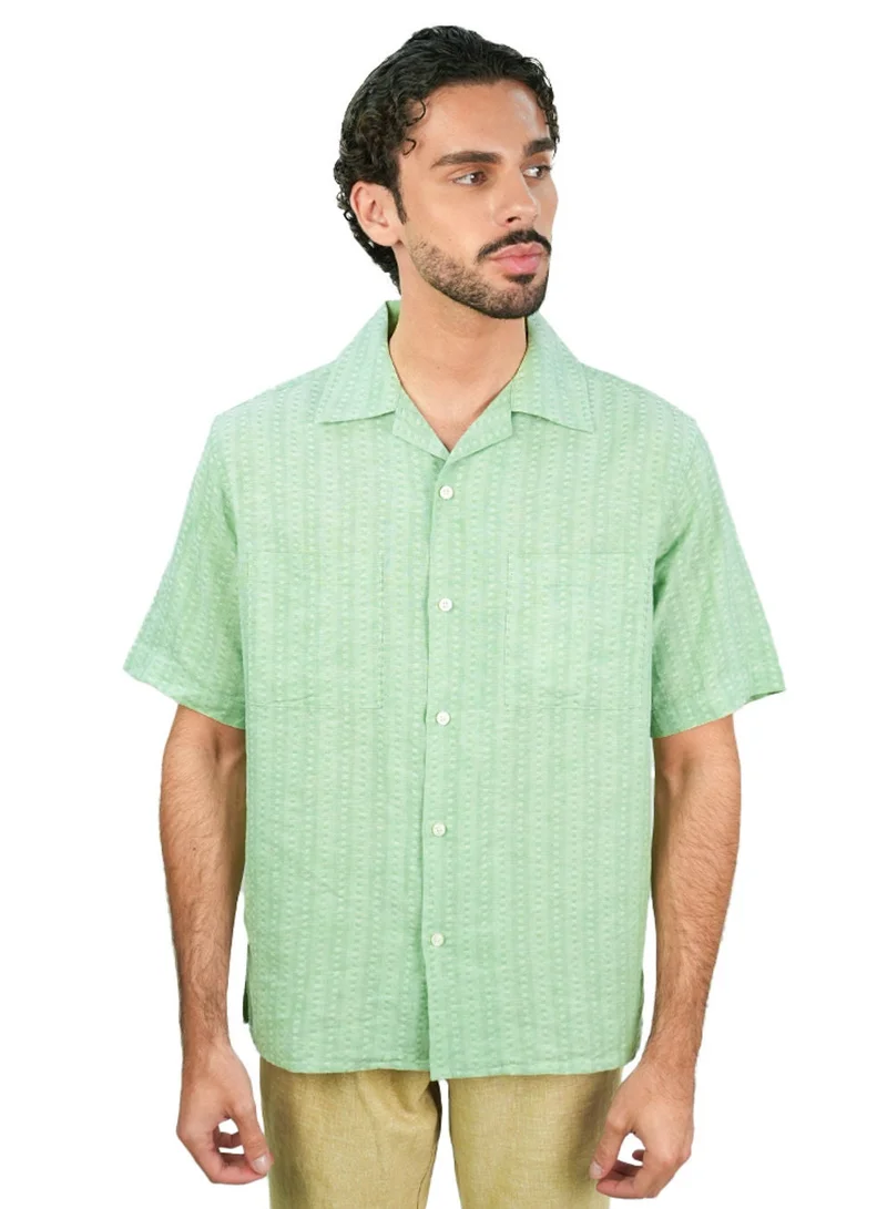 Men’s Relaxed Linen Cotton Short Sleeve Button Shirt