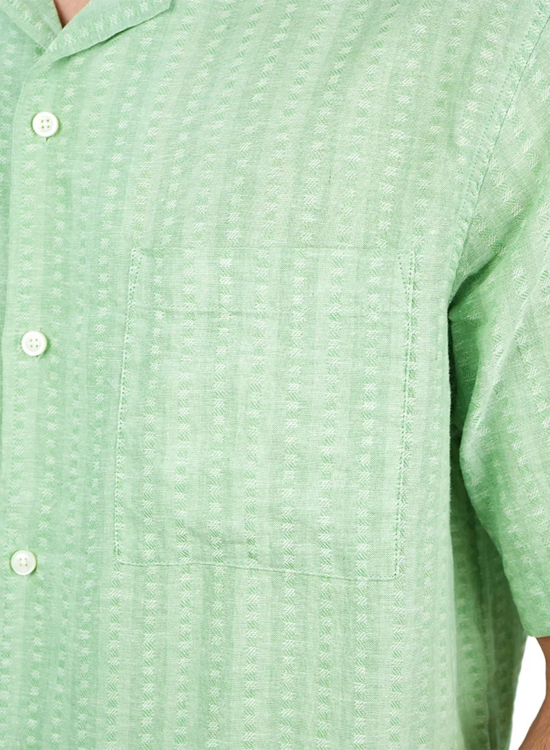 GIORDANO  Men’s Relaxed Linen Cotton Short Sleeve Button Shirt for Men | Best Price UAE