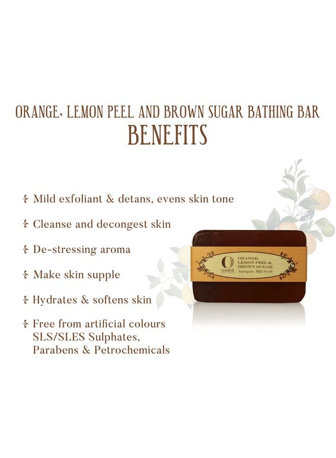 Ohria Ayurveda Orange, Lemon Peel & Brown Sugar Bathing Bar | Mild Scrub | Cleanses, Softens & Energizes Skin | Suitable for All Skin Types - 120g - Image 4