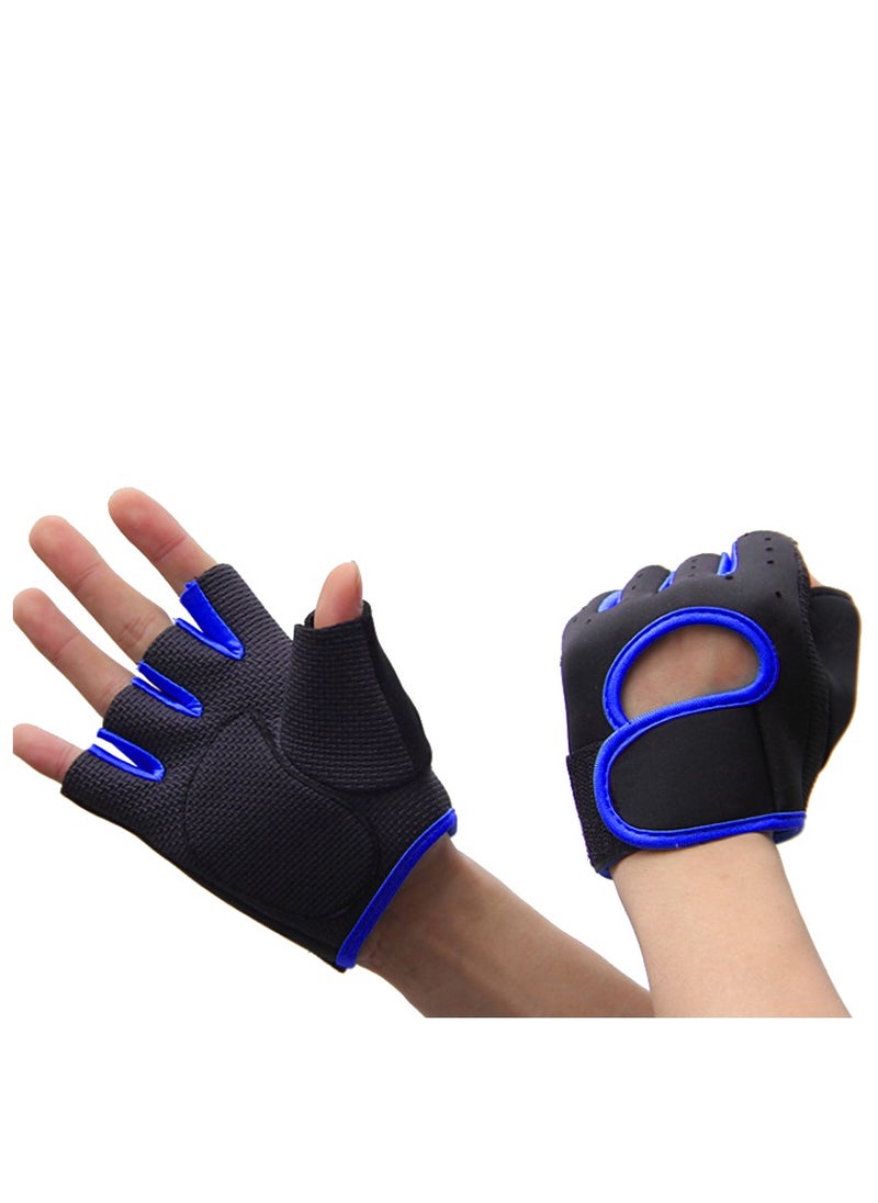 Generic - Half Finger Gloves For GYM Exercise, Weightlifting And Cycling Size XL, Black/Blue - Image 1