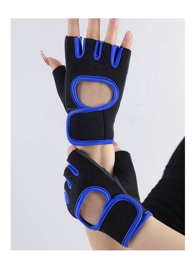 Generic - Half Finger Gloves For GYM Exercise, Weightlifting And Cycling Size XL, Black/Blue - Image 1