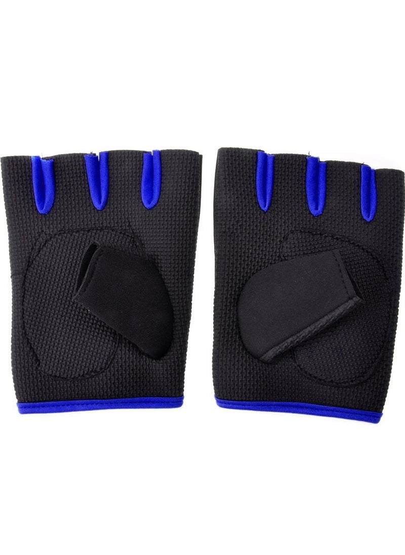 Generic - Half Finger Gloves For GYM Exercise, Weightlifting And Cycling Size XL, Black/Blue - Image 1