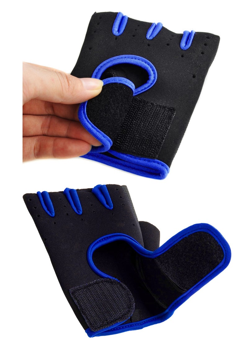Generic - Half Finger Gloves For GYM Exercise, Weightlifting And Cycling Size XL, Black/Blue - Image 1