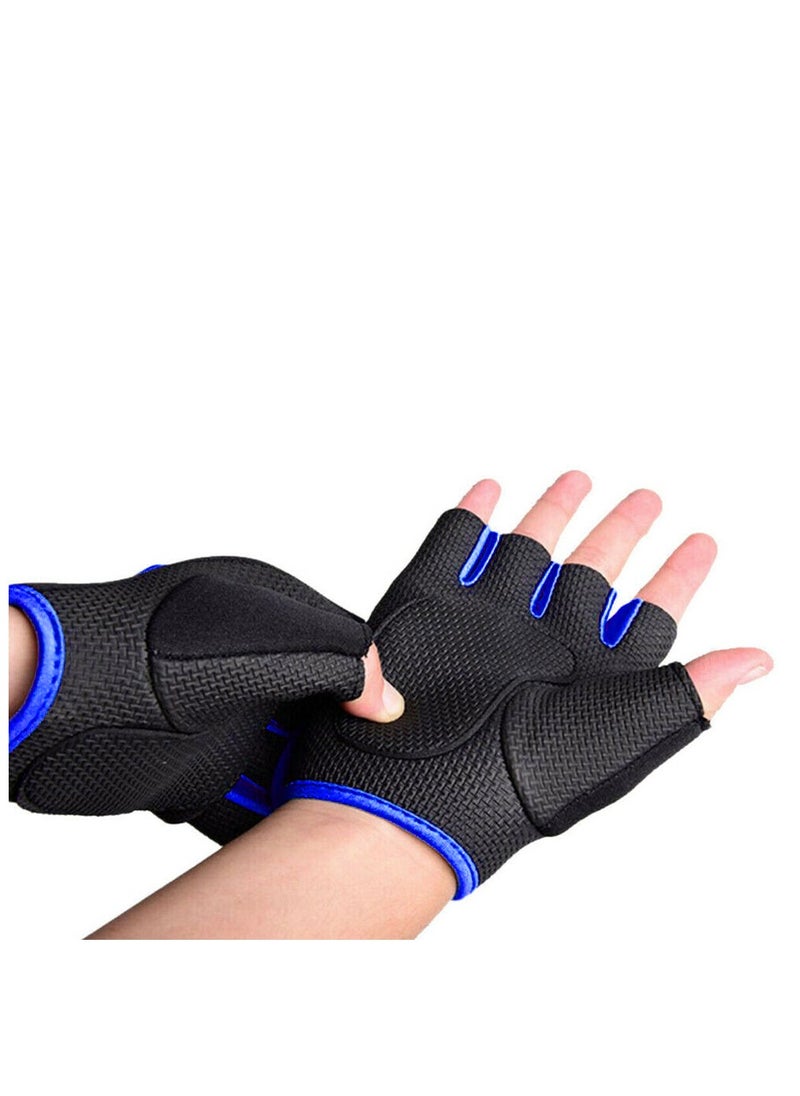 Generic - Half Finger Gloves For GYM Exercise, Weightlifting And Cycling Size XL, Black/Blue - Image 1