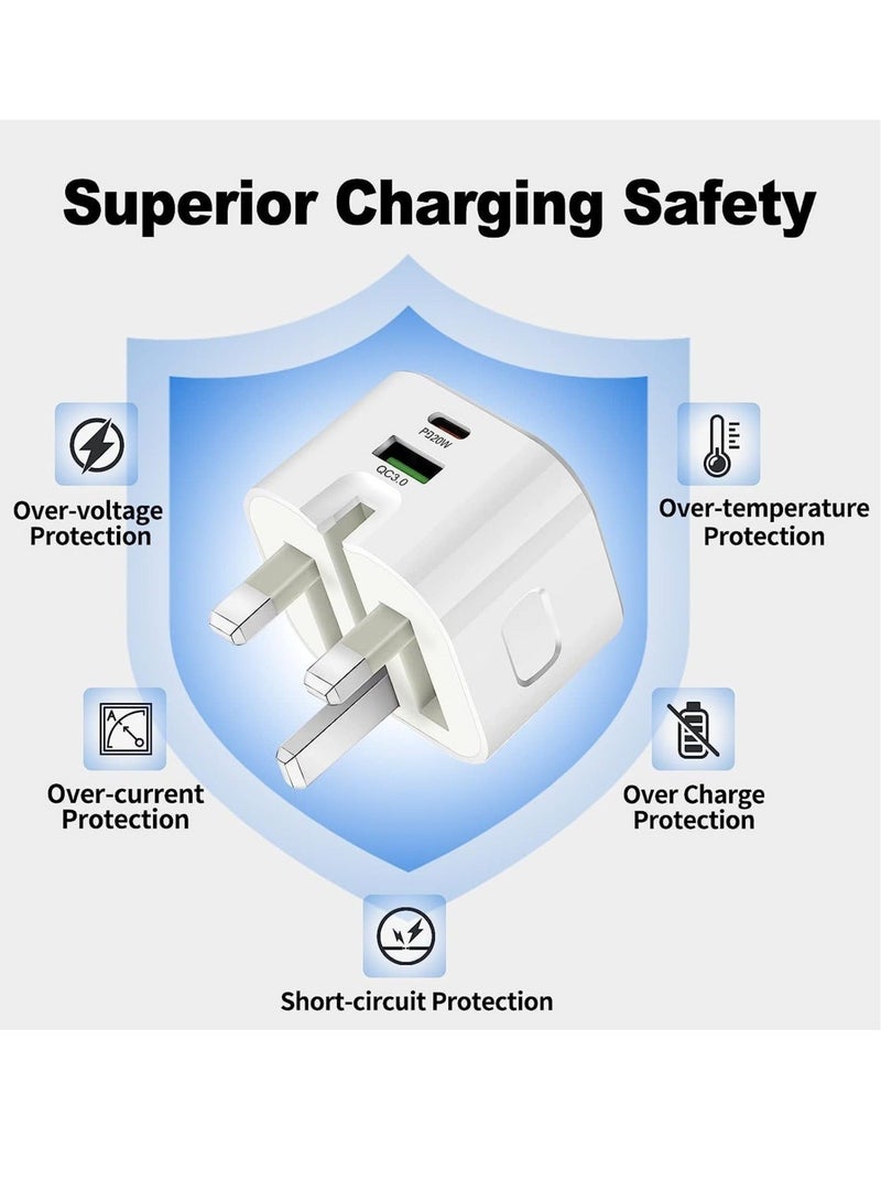 MUNTAQI 25W USB-C Dual Port Charger, Foldable Plug Wall Charger, Infino Travel Adapter, PD TYPE C+USB Quick Charge 3.0 - compatible with iPhone 12/13/14, Samsung, Huawei, iPad, Google Pixel - Image 5