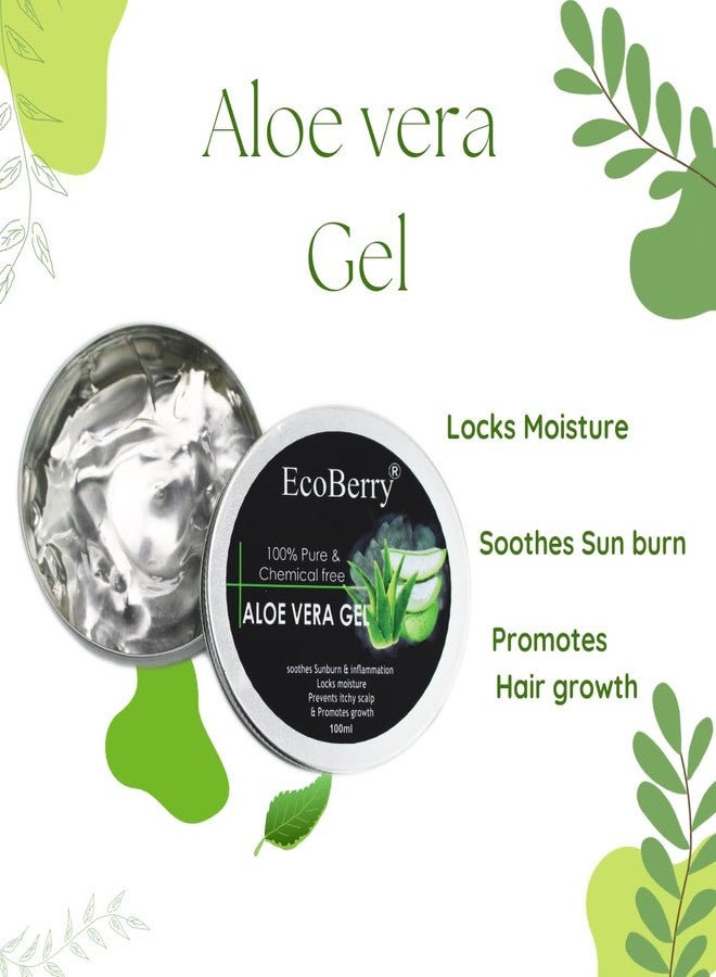 EcoBerry Pure & Chemical Free Aloe Vera Gel, Soothes Skin, Sun burn, Anti-Ageing, Reduces Dandruff, Antioxidant Rich, Anti-inflammatory, Natural & Handmade, Paraben Free, Vegan, 100ml - Image 2