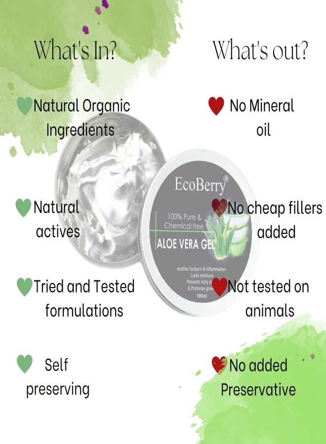 EcoBerry Pure & Chemical Free Aloe Vera Gel, Soothes Skin, Sun burn, Anti-Ageing, Reduces Dandruff, Antioxidant Rich, Anti-inflammatory, Natural & Handmade, Paraben Free, Vegan, 100ml - Image 5