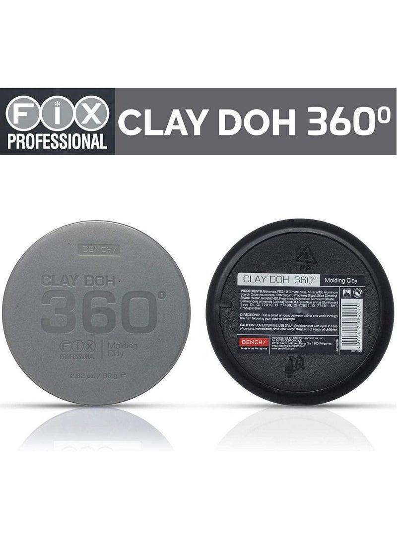 Bench/Fix Professional Clay Doh 360 Hair Molding Clay Easy Rinse Formula 2.82 ounces / 80 grams - Image 2