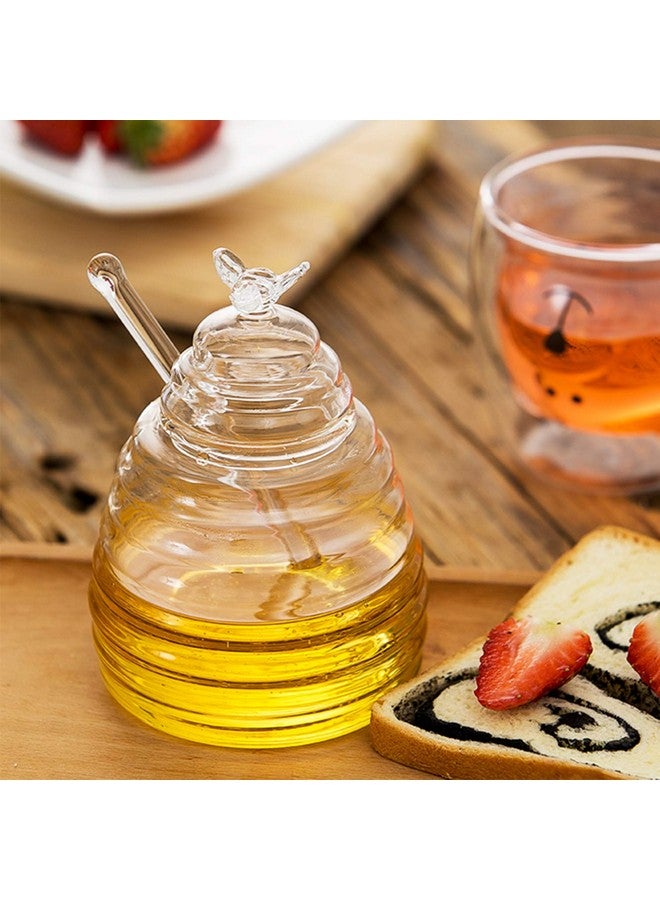 Hedume Honey Jar with Dipper and Lid, Honey Bee Pot, 17oz Glass Beehive Honey Pot for Home Kitchen - Image 3