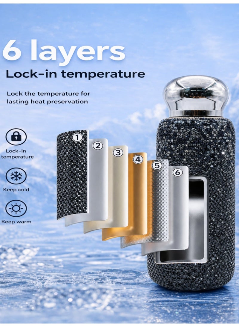 general 260ml Small-Capacity Portable Stainless Steel Rhinestone-Embellished Insulated Tumbler (Cold & Hot) - Image 2