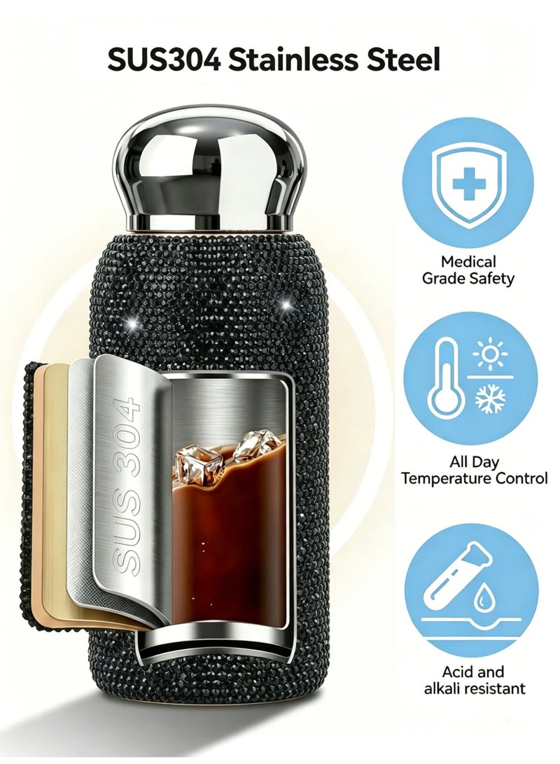 general 260ml Small-Capacity Portable Stainless Steel Rhinestone-Embellished Insulated Tumbler (Cold & Hot) - Image 3