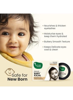 Mother Sparsh 100% Natural Baby Kajal With Zero Lead Content, Irritation Free & Safe For Newborn Babies, With Almond & Pure Cow Ghee, Nourishes & Thicken Baby Eyelashes - 5Gm  - Image 3