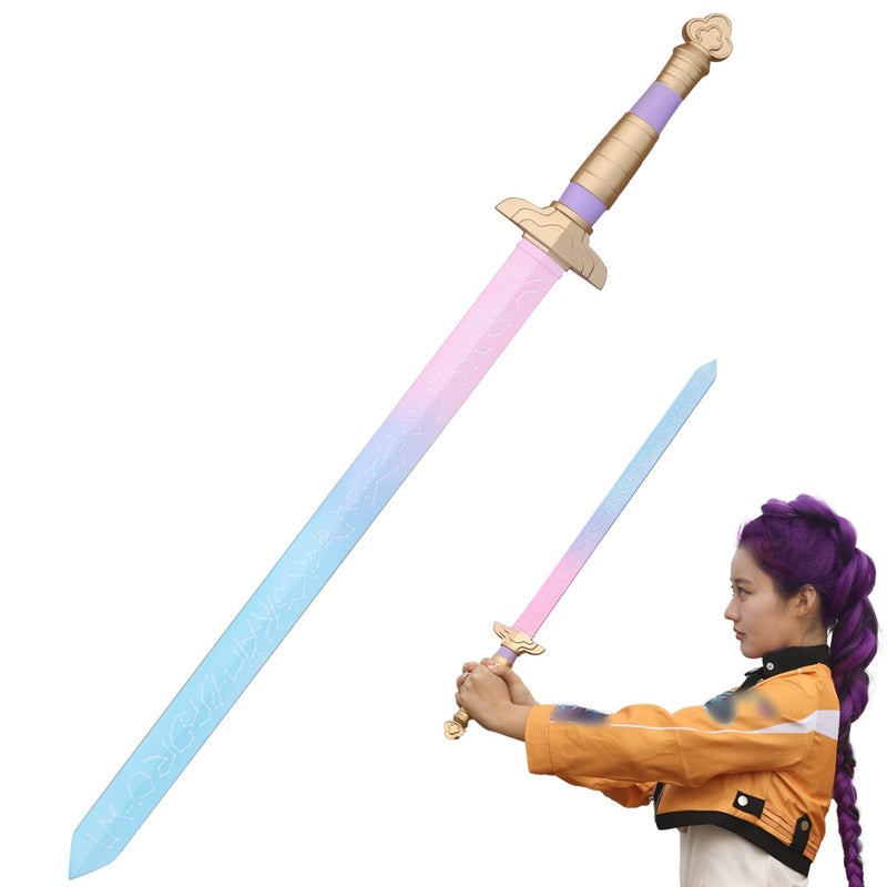 Honcloud 32 Inches One-Piece Flexible Sturdy Sword Prop Accessories for Rumi Cosplay and Halloween(Blue-Pink Gradient) - Image 1