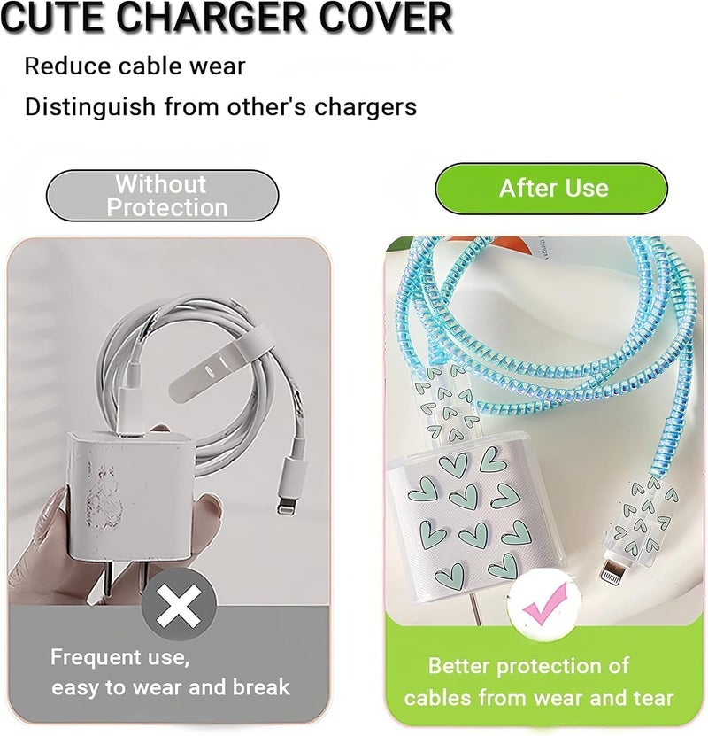 ChicAbode واقي كابل شاحن آيفون، تصميم قلب أخضر لطيف، متوافق مع شواحن آيفون 18 و20 واط - Image 5