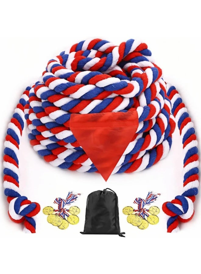 حبل شد الحبل بطول 60 قدمًا - ألعاب خارجية للكبار والعائلة، حبل قطني متعدد الألوان - Image 1