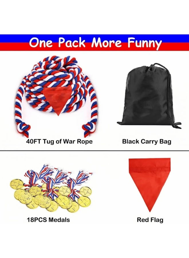 حبل شد الحبل بطول 60 قدمًا - ألعاب خارجية للكبار والعائلة، حبل قطني متعدد الألوان - Image 2