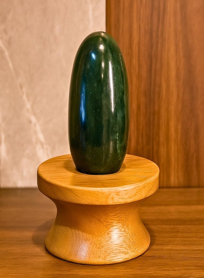 DevLink Certified Margaj Shivling | Natural Green Aventurine Jade Lingam (Marakatha Banalingam) for Puja & Abhishek | Emerald Substitute Margaj Stone Shiva Lingam with Lab Certificate (110-120 gram) - Image 2